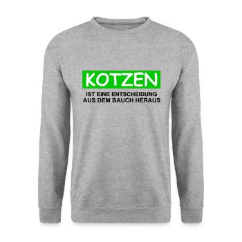 KOTZEN ist eine Entscheidung aus dem Bauch heraus - Unisex Pullover - Weißgrau meliert - Vorne - Alina (178cm) & Michal (187cm)