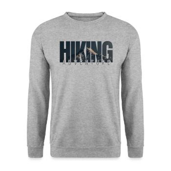 Lustiges Wandern, Abenteuer, - Unisex Pullover - Weißgrau meliert - Vorne - Alina (178cm) & Michal (187cm)