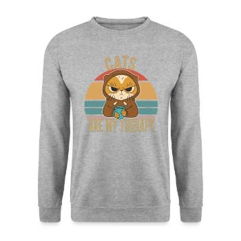Domestic Cat Shorthair Maine Coon Siamese Cat Cat - Unisex Sweatshirt - salt & pepper - Front - Alina (178cm) & Michal (187cm)