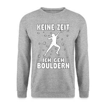 Bouldern Boulder Klettern Boulderer Bouldering - Unisex Pullover - Weißgrau meliert - Vorne - Alina (178cm) & Michal (187cm)
