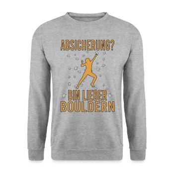 Bouldern Boulder Klettern Boulderer Bouldering - Unisex Pullover - Weißgrau meliert - Vorne - Alina (178cm) & Michal (187cm)