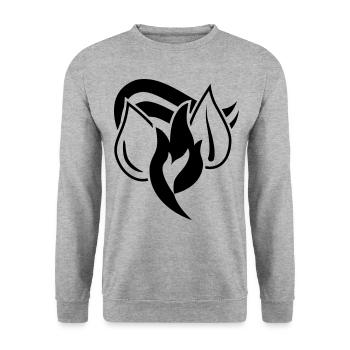 Logo Schwarz ohne Schrift - Unisex Pullover - Weißgrau meliert - Vorne - Alina (178cm) & Michal (187cm)