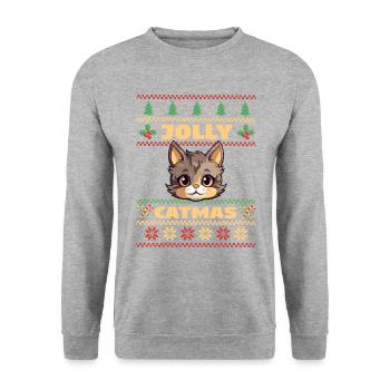 Chat domestique Chat à poil court Maine Coon Noël - Sweat-shirt Unisexe - gris chiné - Devant - Alina (178cm) & Michal (187cm)