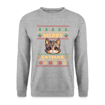 Cat Domestic Cat Shorthair Maine Coon Christmas - Unisex Sweatshirt - salt & pepper - Front - Alina (178cm) & Michal (187cm)