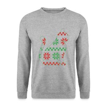 Cat Domestic Cat Shorthair Maine Coon Christmas - Unisex Sweatshirt - salt & pepper - Front - Alina (178cm) & Michal (187cm)