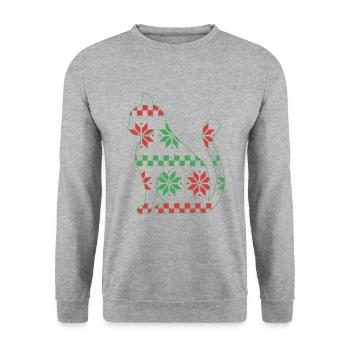 Cat Domestic Cat Shorthair Maine Coon Christmas - Unisex Sweatshirt - salt & pepper - Front - Alina (178cm) & Michal (187cm)