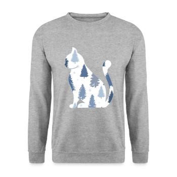 Chat domestique Chat à poil court Maine Coon Noël - Sweat-shirt Unisexe - gris chiné - Devant - Alina (178cm) & Michal (187cm)