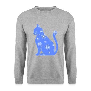 Chat domestique Chat à poil court Maine Coon Noël - Sweat-shirt Unisexe - gris chiné - Devant - Alina (178cm) & Michal (187cm)