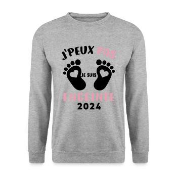 J PEUX PAS JE SUIS ENCEINTE 2024 - Sweat-shirt Unisexe - gris chiné - Devant - Alina (178cm) & Michal (187cm)