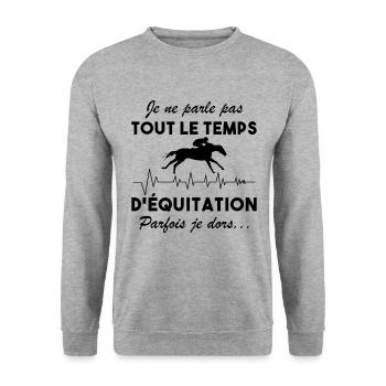 Je ne parle pas toujours d équitation - Sweat-shirt Unisexe - gris chiné - Devant - Alina (178cm) & Michal (187cm)