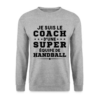 Je Suis Le Coach D'une Super Équipe De Handball - Sweat-shirt Unisexe - gris chiné - Devant - Alina (178cm) & Michal (187cm)