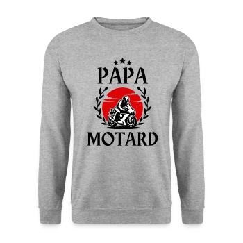 papa motard - Sweat-shirt Unisexe - gris chiné - Devant - Alina (178cm) & Michal (187cm)