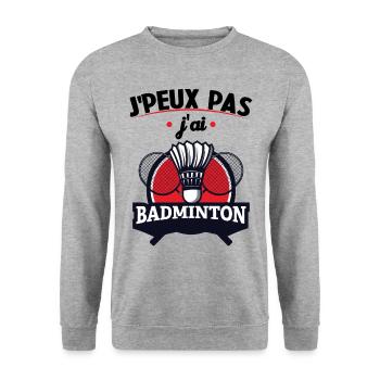 Je Peux Pas J'ai Badminton - Sweat-shirt Unisexe - gris chiné - Devant - Alina (178cm) & Michal (187cm)