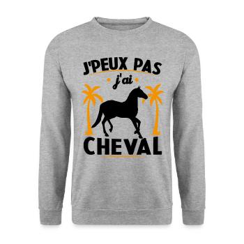 je peux pas j ai cheval - Sweat-shirt Unisexe - gris chiné - Devant - Alina (178cm) & Michal (187cm)