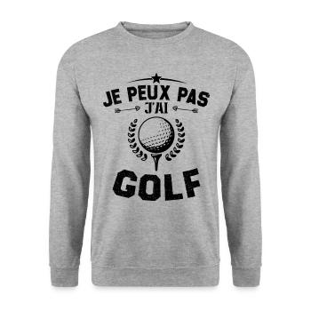 Ich kann nicht Golf spielen - Unisex Pullover - Weißgrau meliert - Vorne - Alina (178cm) & Michal (187cm)
