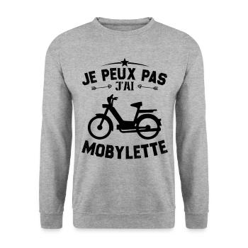 Ich kann nicht, ich habe ein Moped-Geschenk - Unisex Pullover - Weißgrau meliert - Vorne - Alina (178cm) & Michal (187cm)