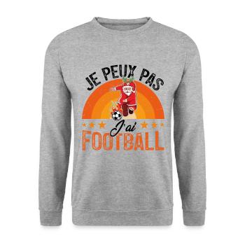 je peux pas j ai foot - Sweat-shirt Unisexe - gris chiné - Devant - Alina (178cm) & Michal (187cm)