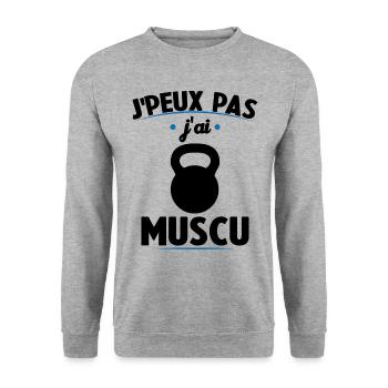 I can't I worked out - Unisex Sweatshirt - salt & pepper - Front - Alina (178cm) & Michal (187cm)