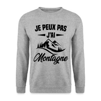 Je Peux Pas J ai Montagne - Sweat-shirt Unisexe - gris chiné - Devant - Alina (178cm) & Michal (187cm)