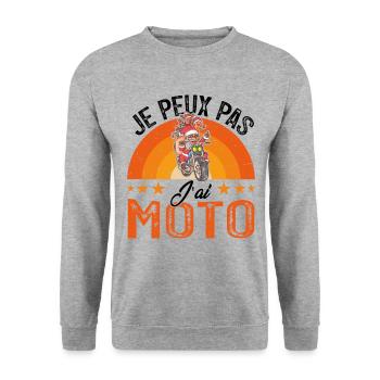 Je peux pas j ai moto - Sweat-shirt Unisexe - gris chiné - Devant - Alina (178cm) & Michal (187cm)