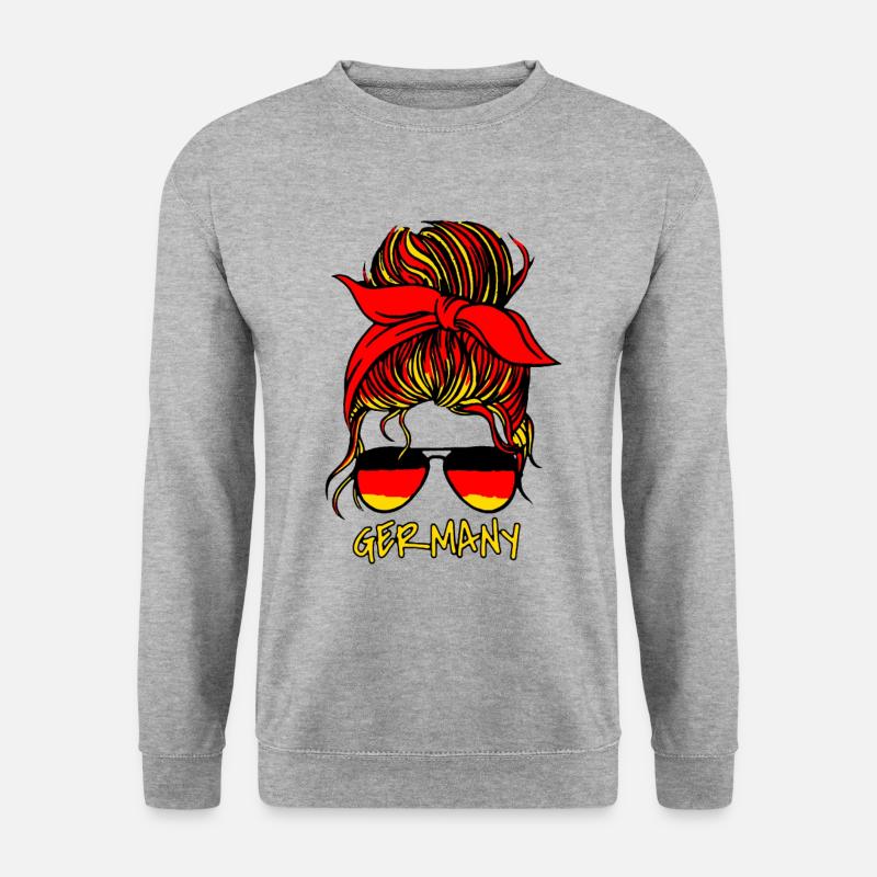 Deutsches Mädchen German Girl Deutschland Flagge - Unisex Pullover - Weißgrau meliert
