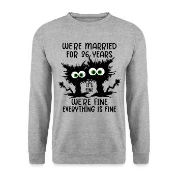 26 Years Married Jade Wedding Gift - Unisex Sweatshirt - salt & pepper - Front - Alina (178cm) & Michal (187cm)