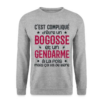 It's complicated to be a bogosse and a gendarme - Unisex Sweatshirt - salt & pepper - Front - Alina (178cm) & Michal (187cm)