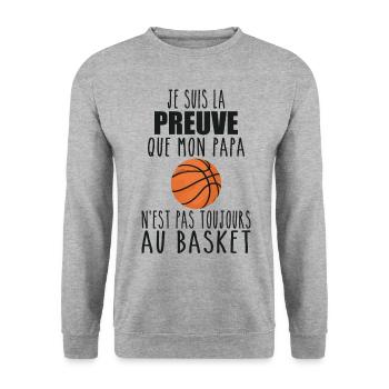 Preuve que mon papa basket | Basketteur | Basket - Sweat-shirt Unisexe - gris chiné - Devant - Alina (178cm) & Michal (187cm)