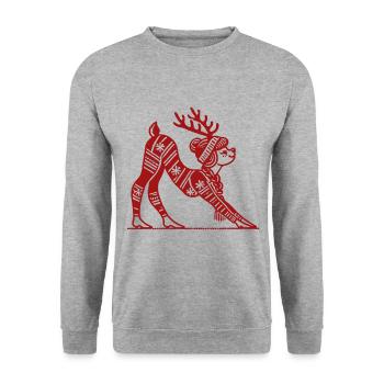weYoga Reindeer for Christmas Relaxation - Unisex Sweatshirt - salt & pepper - Front - Alina (178cm) & Michal (187cm)
