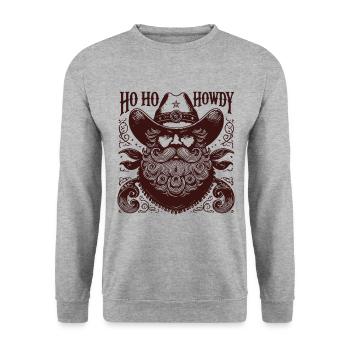 Christmas Santa Cowboy Style Ho Ho Howdy - Unisex Sweatshirt - salt & pepper - Front - Alina (178cm) & Michal (187cm)