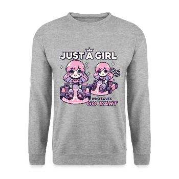 Une fille dans une aventure de karting - Sweat-shirt Unisexe - gris chiné - Devant - Alina (178cm) & Michal (187cm)