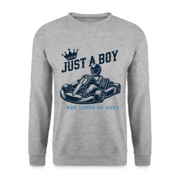 Un garçon qui aime le karting - Sweat-shirt Unisexe - gris chiné - Devant - Alina (178cm) & Michal (187cm)