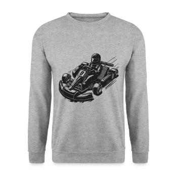 Retro Go-Kart Fahrer Vintage Design - Unisex Pullover - Weißgrau meliert - Vorne - Alina (178cm) & Michal (187cm)