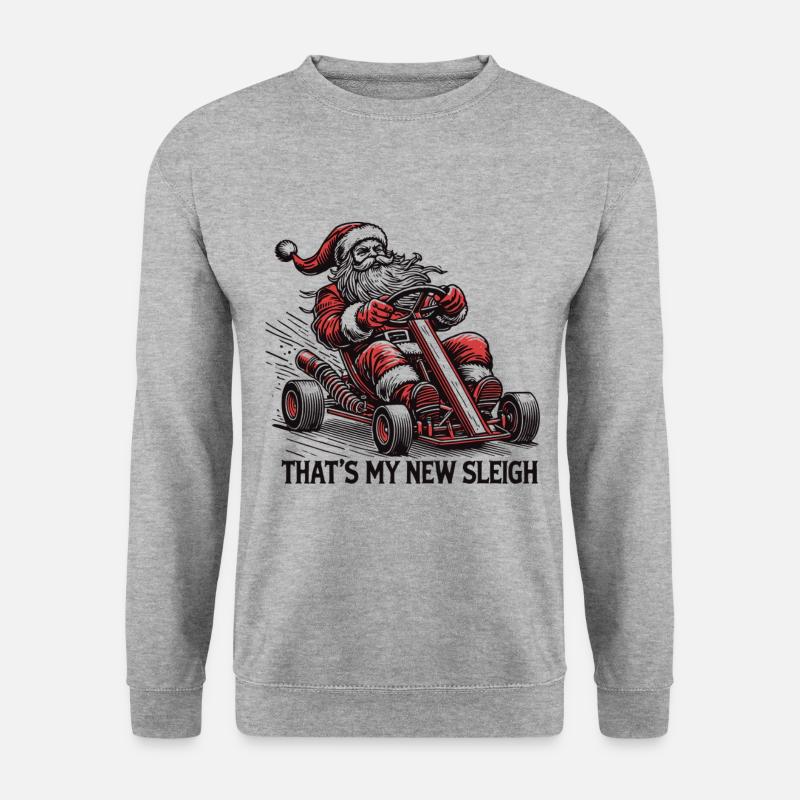 Weihnachtsmann Go-Kart Schlitten - Unisex Pullover - Weißgrau meliert