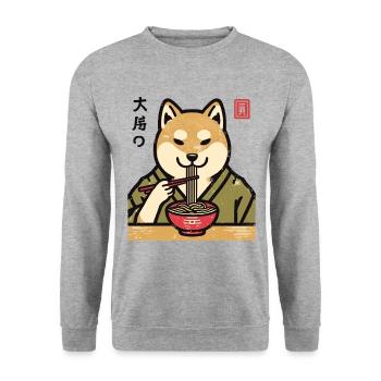 Ramen Noodles Streetwear Japonais Ukiyo-E - Sweat-shirt Unisexe - gris chiné - Devant - Alina (178cm) & Michal (187cm)