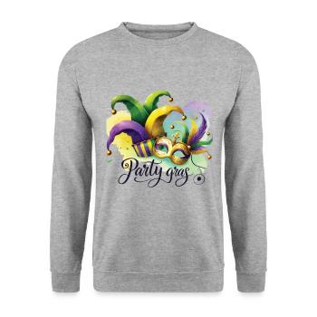 Party Gras Carnaval Masques Colorés - Sweat-shirt Unisexe - gris chiné - Devant - Alina (178cm) & Michal (187cm)