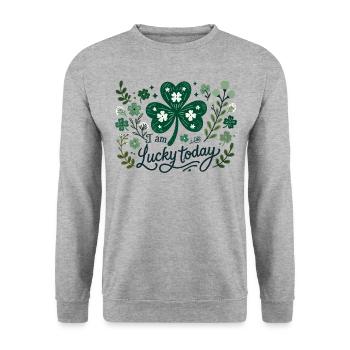 Je suis heureux aujourd’hui Conception de la Saint-Patrick - Sweat-shirt Unisexe - gris chiné - Devant - Alina (178cm) & Michal (187cm)
