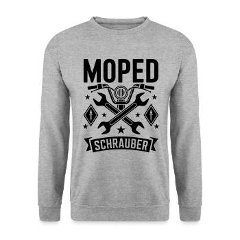 Moped Schrauber Werkstatt Mechaniker Mopedfahrer - Unisex Pullover - Weißgrau meliert - Vorne - Alina (178cm) & Michal (187cm)