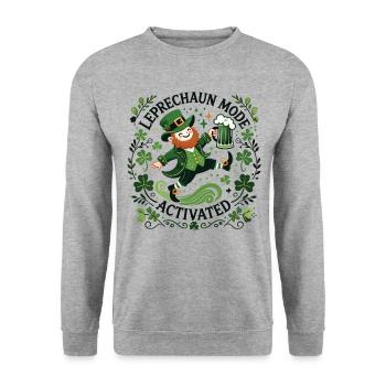 Leprechaun Mode Activates St. Patrick's Day - Unisex Sweatshirt - salt & pepper - Front - Alina (178cm) & Michal (187cm)