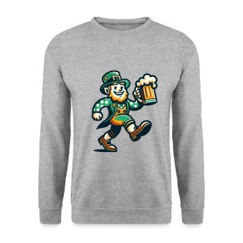 Cheerful leprechaun with beer mug for St. - Unisex Sweatshirt - salt & pepper - Front - Alina (178cm) & Michal (187cm)