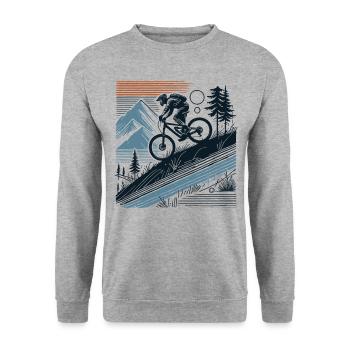 Mountain Bike Adventure Bicycle Nature Tour - Unisex Sweatshirt - salt & pepper - Front - Alina (178cm) & Michal (187cm)