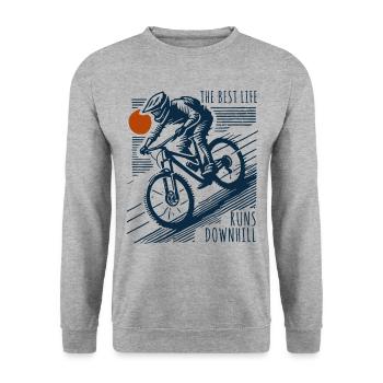 Aventure à vélo Rétro Descente - Sweat-shirt Unisexe - gris chiné - Devant - Alina (178cm) & Michal (187cm)