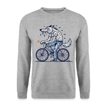 Vélo loup sur la roue aventure - Sweat-shirt Unisexe - gris chiné - Devant - Alina (178cm) & Michal (187cm)