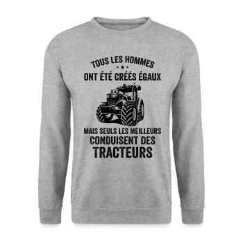 Les Meilleurs Conduisent Des Tracteurs - Sweat-shirt Unisexe - gris chiné - Devant - Alina (178cm) & Michal (187cm)