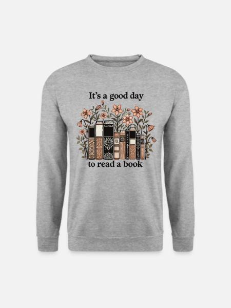 Bücherwurm Leseratte Lustiger Buch Spruch Florales - Unisex Pullover - Weißgrau meliert
