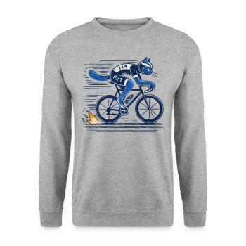 Vélo de route : un chat design pour les amateurs de cyclisme sportif - Sweat-shirt Unisexe - gris chiné - Devant - Alina (178cm) & Michal (187cm)