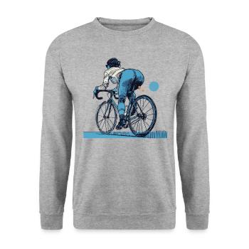 Rennrad Streetwear für Radfahrende mit Stil - Unisex Pullover - Weißgrau meliert - Vorne - Alina (178cm) & Michal (187cm)