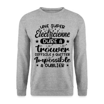 Ein Super-Elektriker - Elektriker-Geschenk - Unisex Pullover - Weißgrau meliert - Vorne - Alina (178cm) & Michal (187cm)
