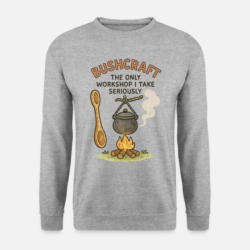 Bushcraft Prepper Überleben Bushcrafting Workshop - Unisex Pullover - Weißgrau meliert