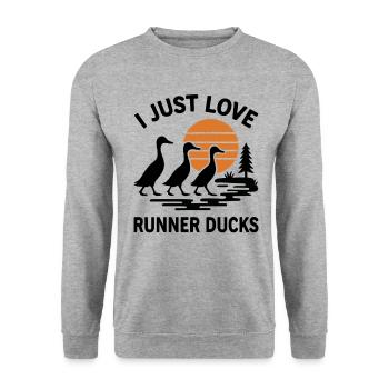 Running Duck Running Ducks I Just Love Runner Ducks - Unisex Sweatshirt - salt & pepper - Front - Alina (178cm) & Michal (187cm)